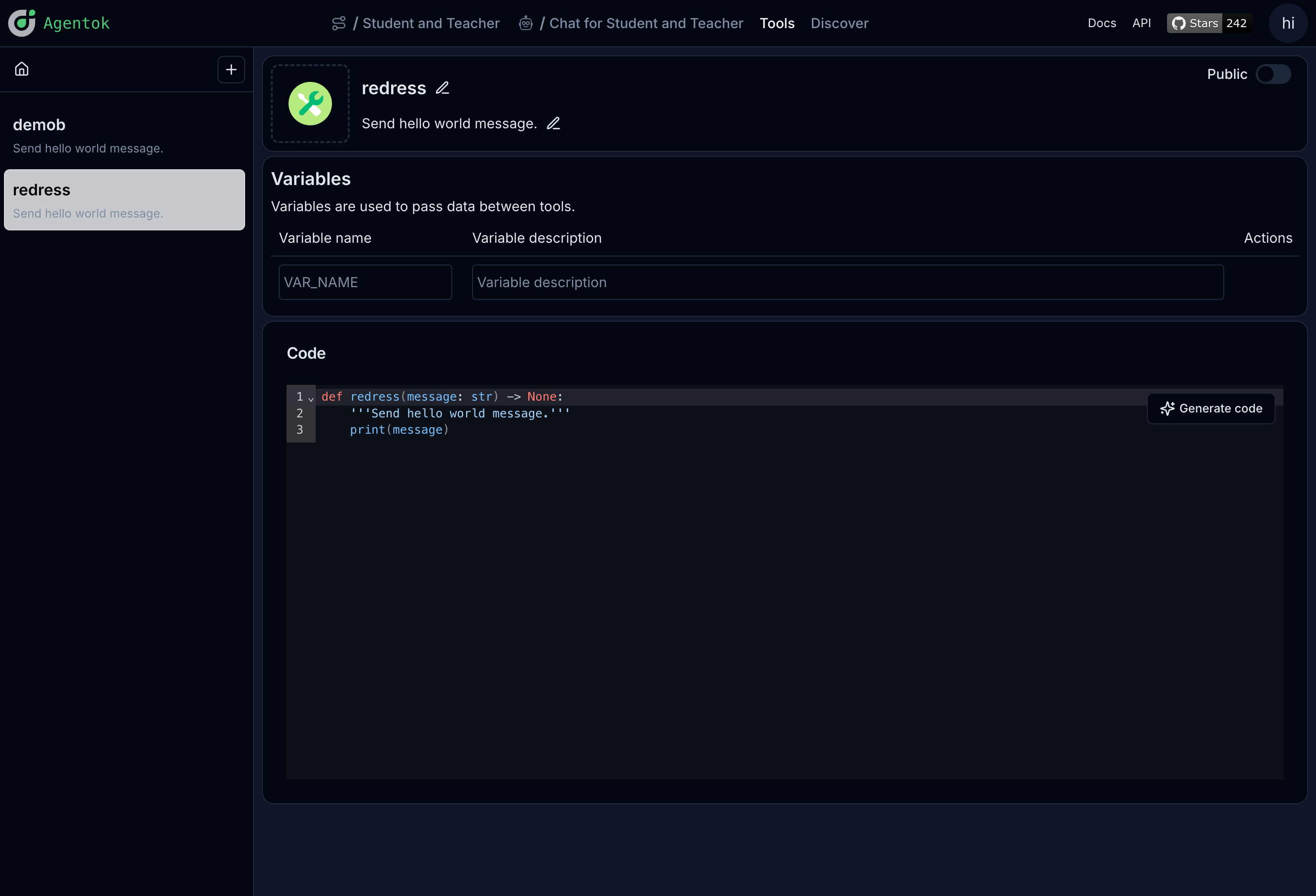 Tool editor
